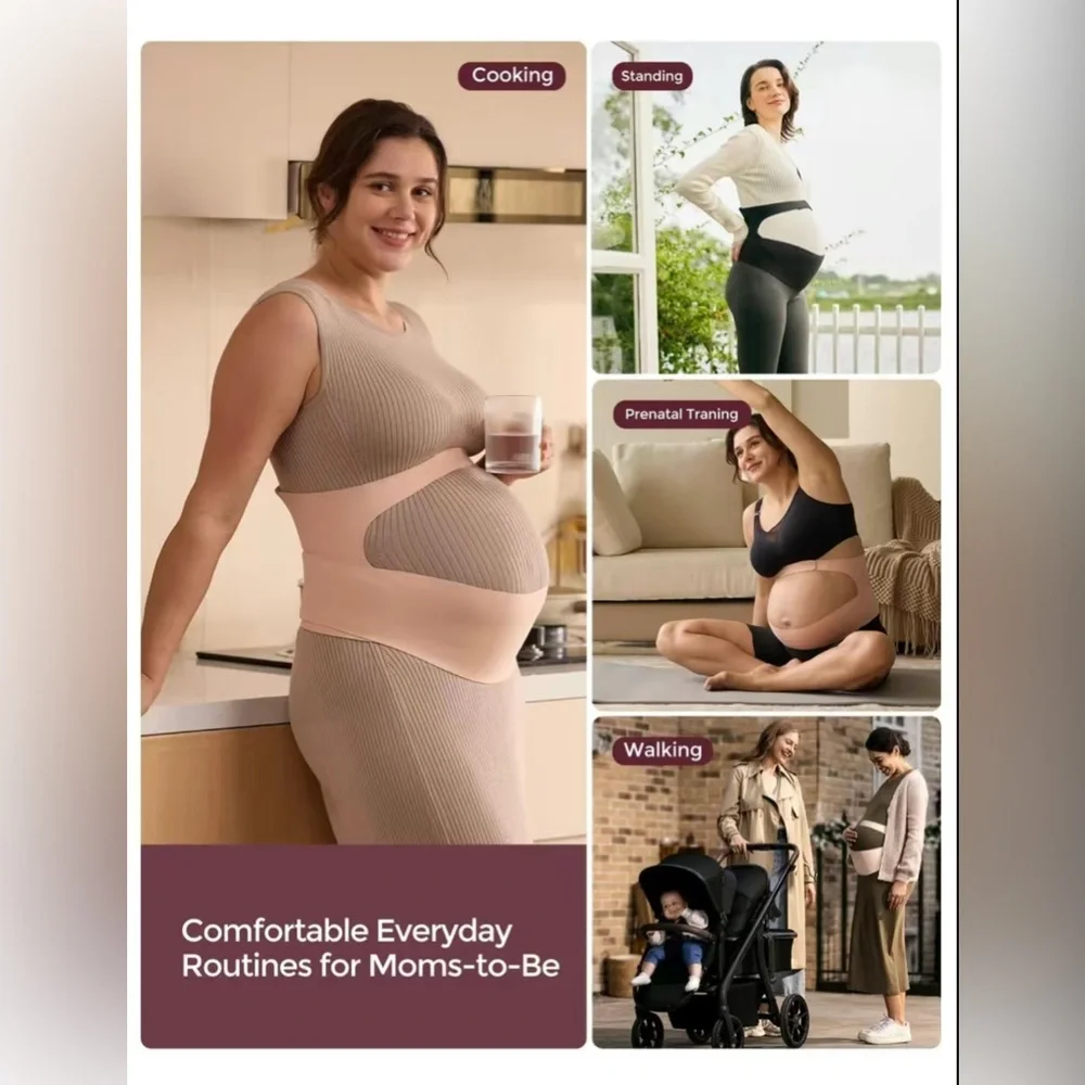 MomCozy Pregnancy Belly Band Pink L - Picture 6 of 12